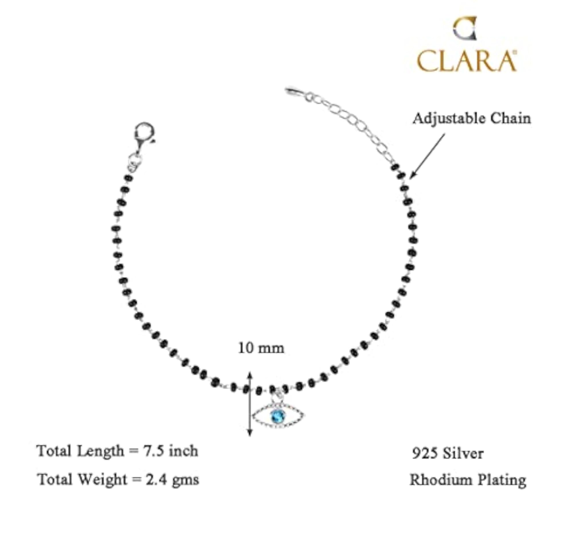 Women's 925 Silver Evil Eye Bella Hand Mangalsutra Bracelet